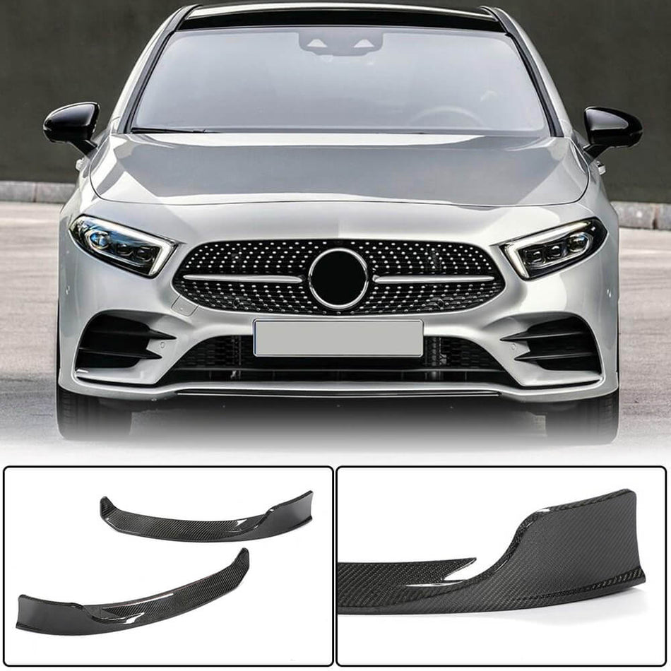 For Mercedes Benz A Class W177 V177 Sport Carbon Fiber Front Bumper Splitters | A200 A220 A250