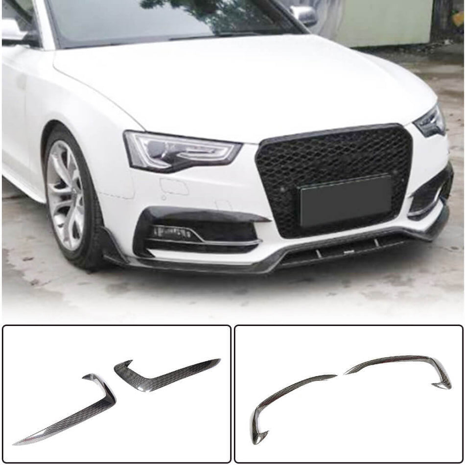 2012–2016 Audi A5 S5 B8.5 carbon fiber front bumper vent fins installed