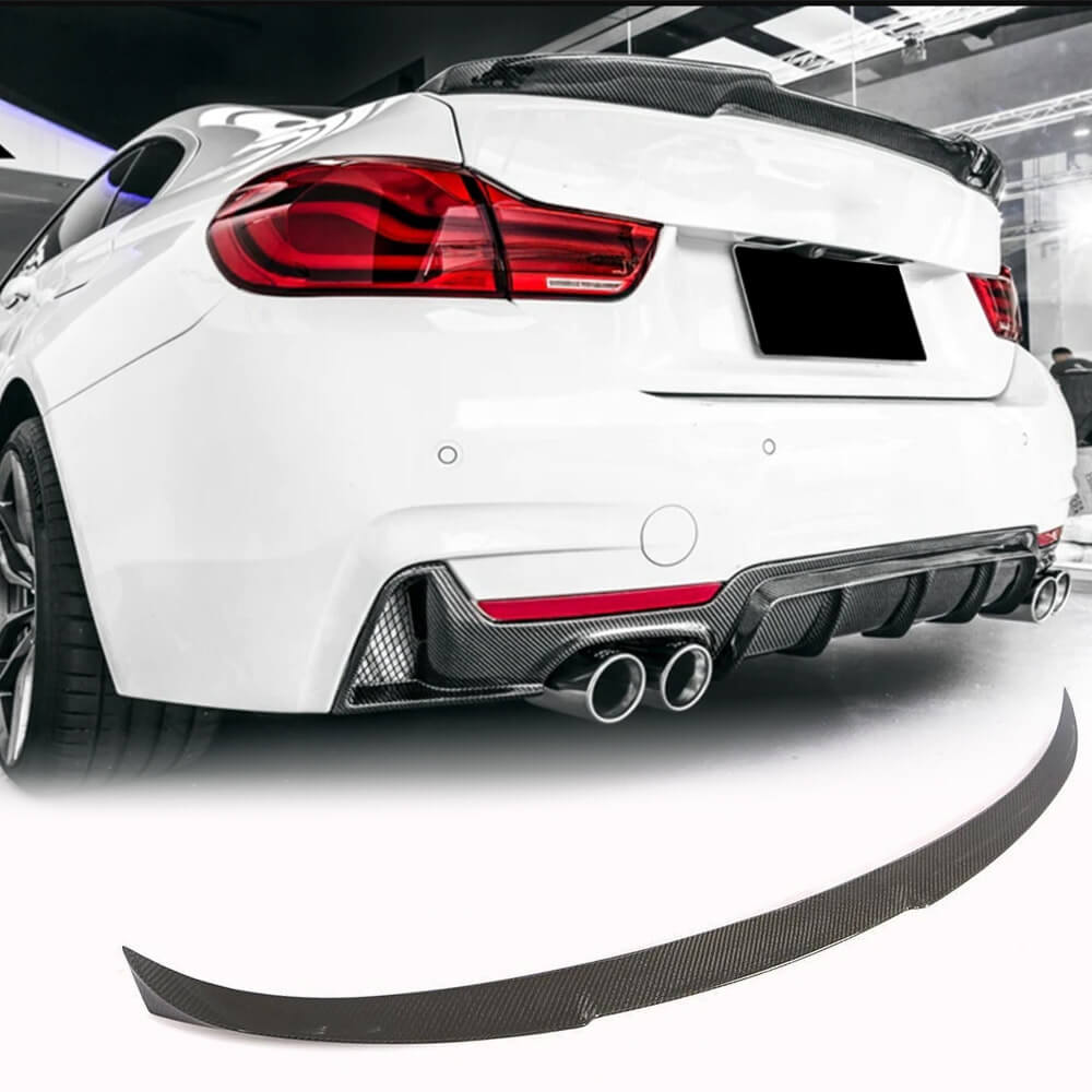 2013-2018 BMW F36 Gran Coupe rear trunk spoiler installed view