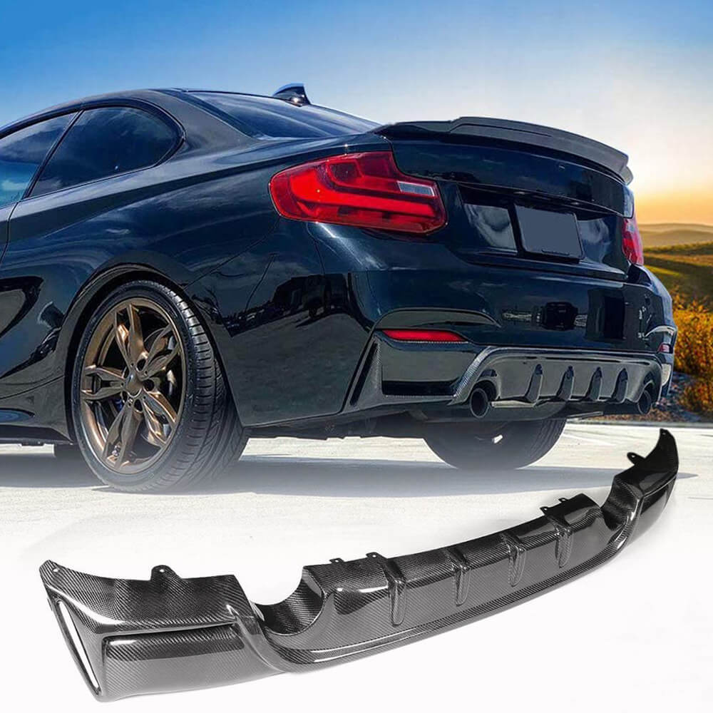 2014-2020 BMW F22 F23 M Sport rear bumper diffuser installed view