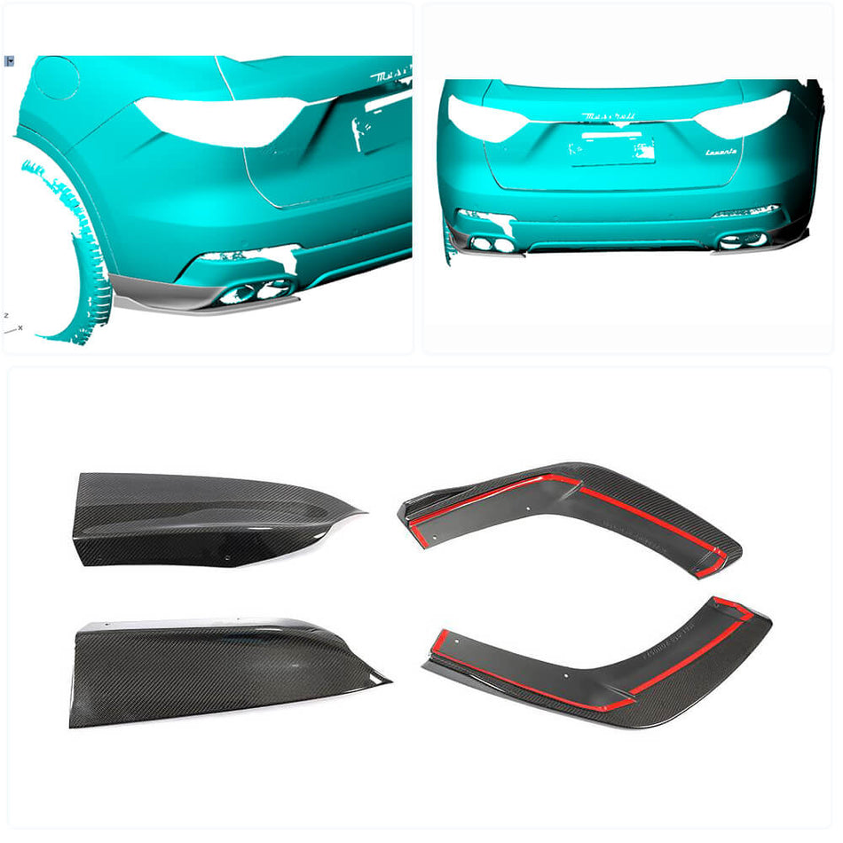 For Maserati Levante Sport Utility 16-19 Carbon Fiber Rear Bumper Splitter Cupwing Winglets Vent Flaps