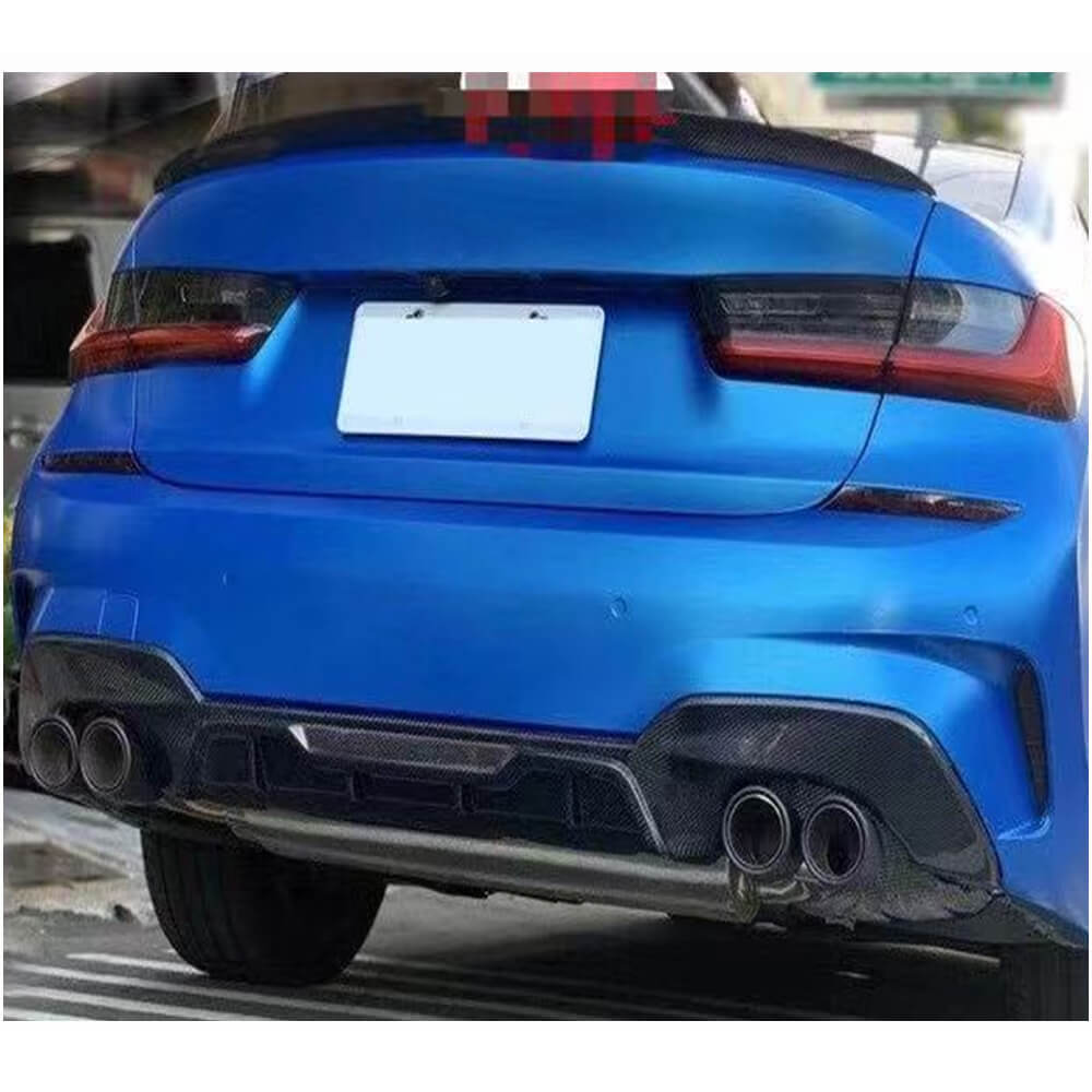 330i Rear Diffuser Stock BMW 3 Series G20 330i M Sport 2019-2021 Rear Bumper Diffuser Carbon ...