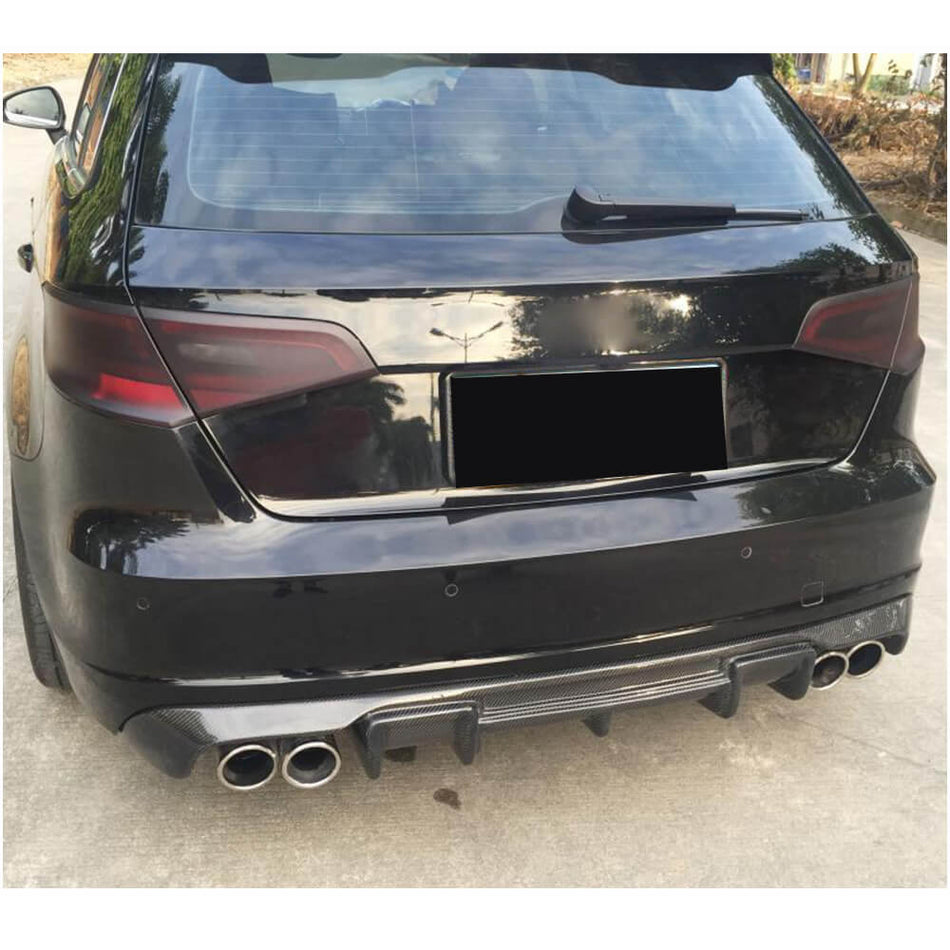 For Audi S3 A3 Sline 8V Hatchback Pre-facelift Carbon Fiber Rear Bumper Diffuser Lip Wide Body Kit