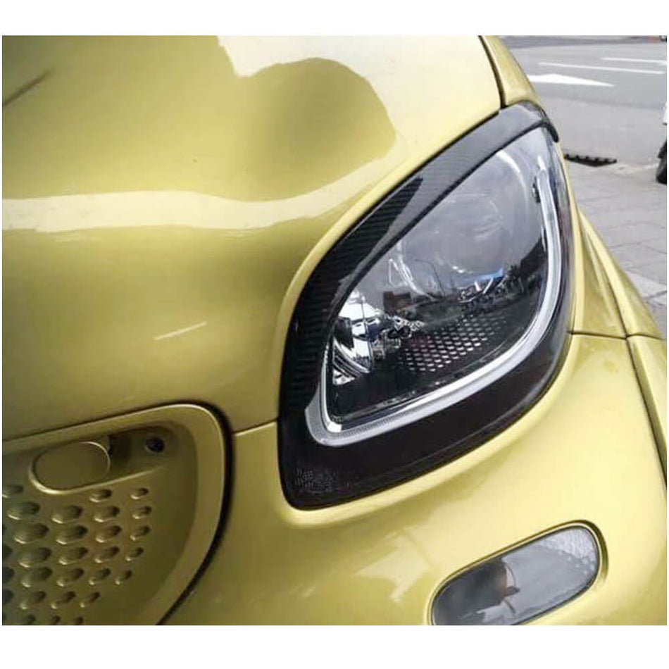 For Mercedes Benz Smart Fortwo 16-19 Carbon Fiber Headlight Eyebrows Lamp Eyelids-Ahacarbon