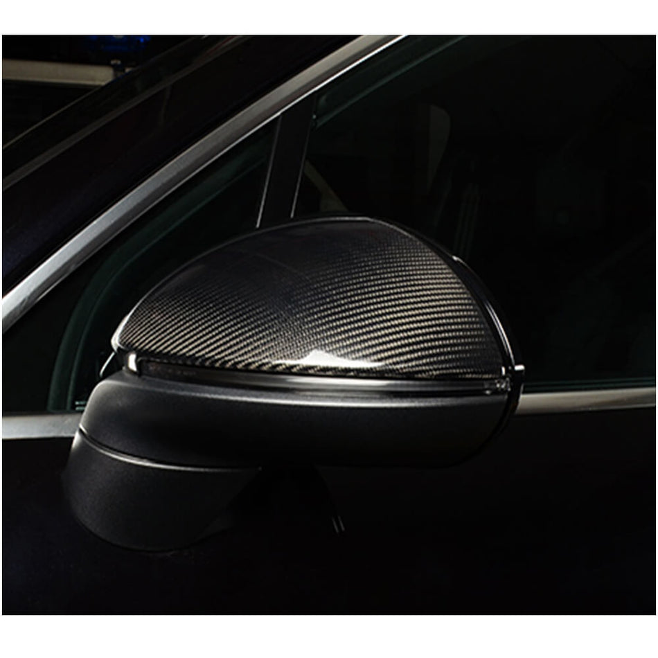 For Porsche Cayenne 958 Sport Utility 18-21 Carbon Fiber Side Rearview Mirror Cover Caps Pair