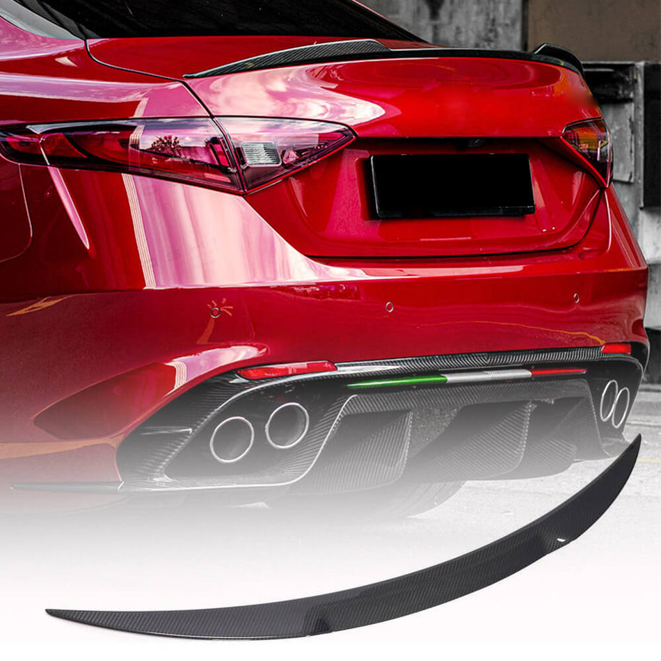 For Alfa Romeo Giulia 952 Dry Carbon Fiber Rear Trunk Spoiler Boot Wing Lip