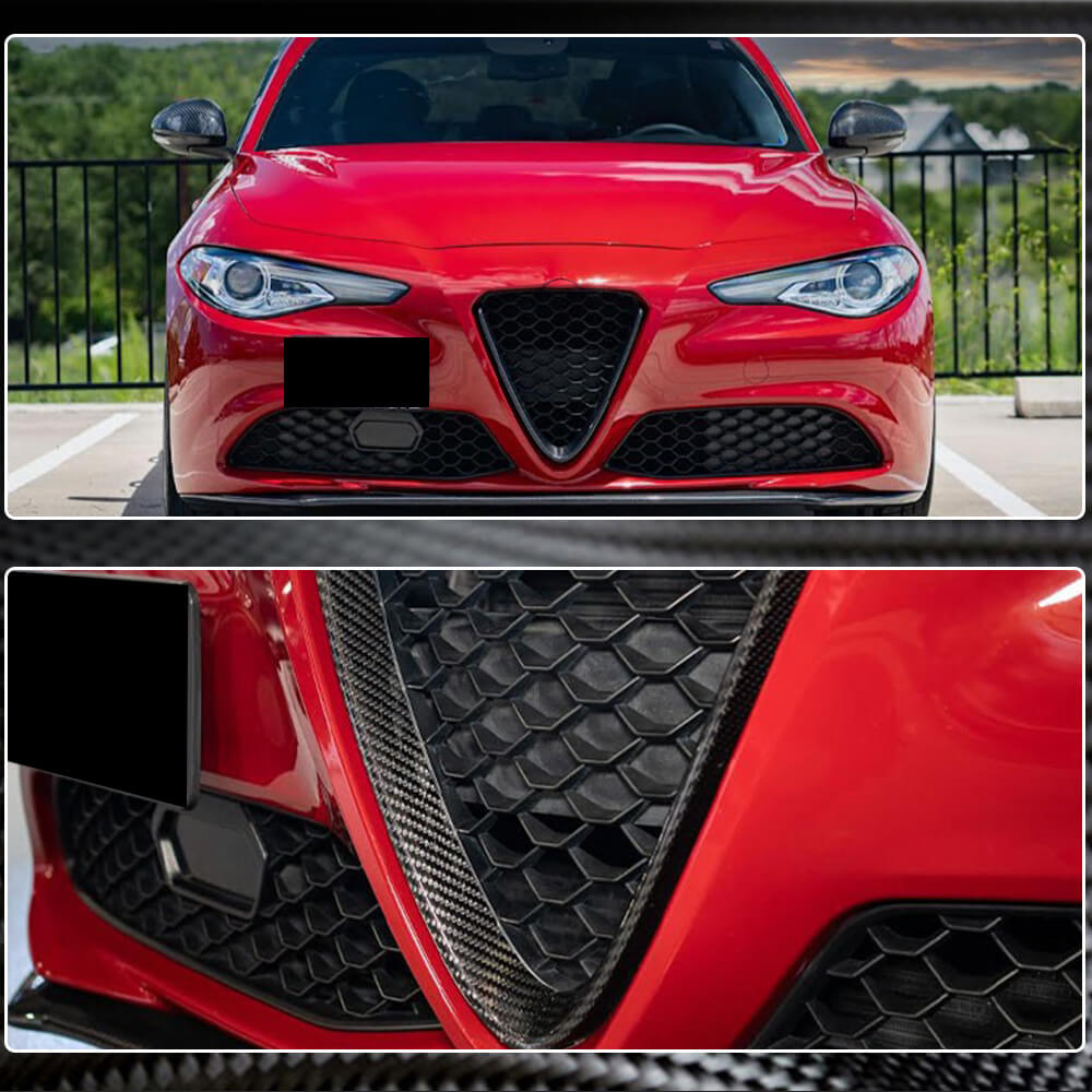 Genuine Alfa Romeo Giulia Dry Carbon Fiber V Shield Front Grille Frame