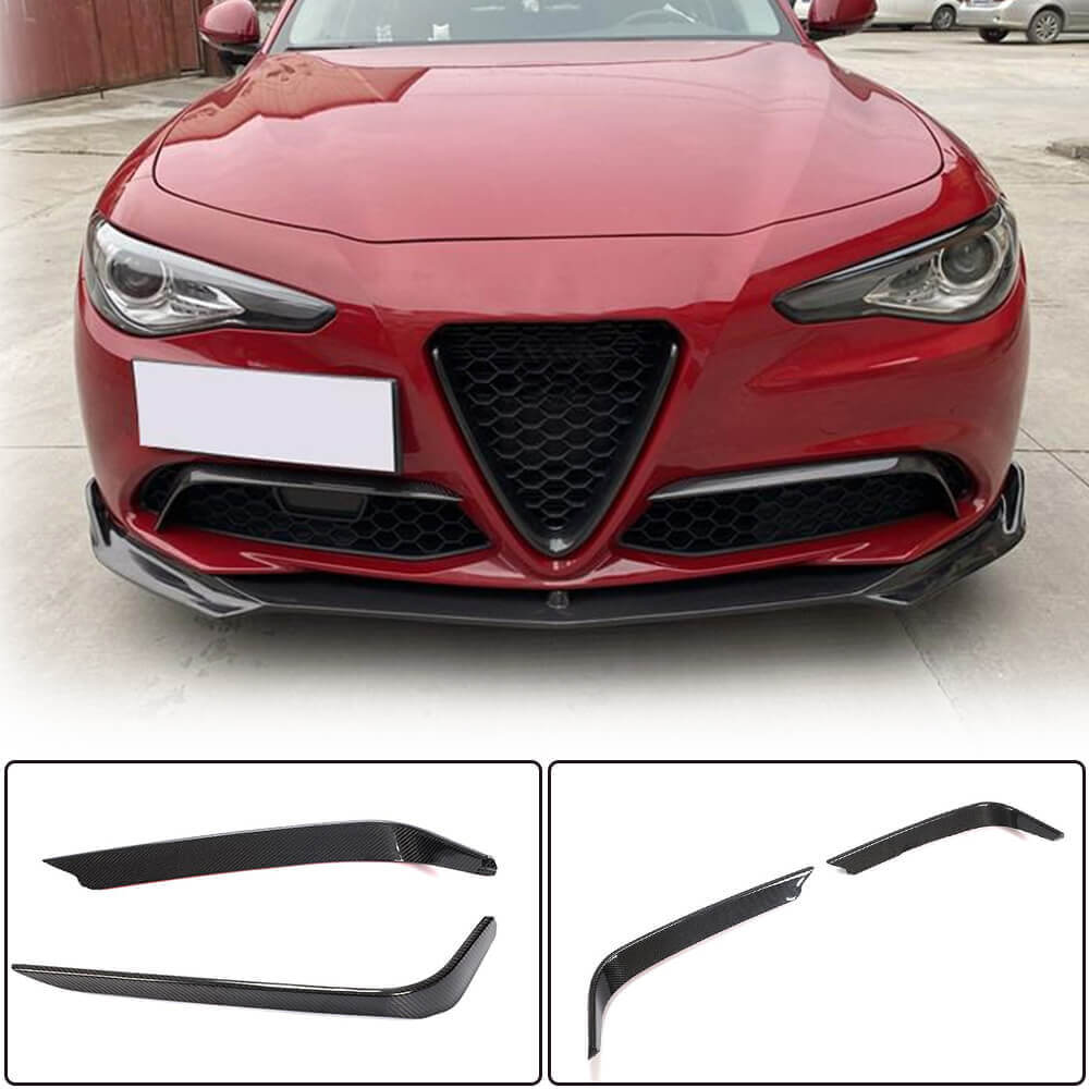 thumbnail image 2 of JYCAR58 Carbon Fiber Front Fog Light Fins Cover Trim For Alfa Romeo Giulia (2015+) 2 of 5