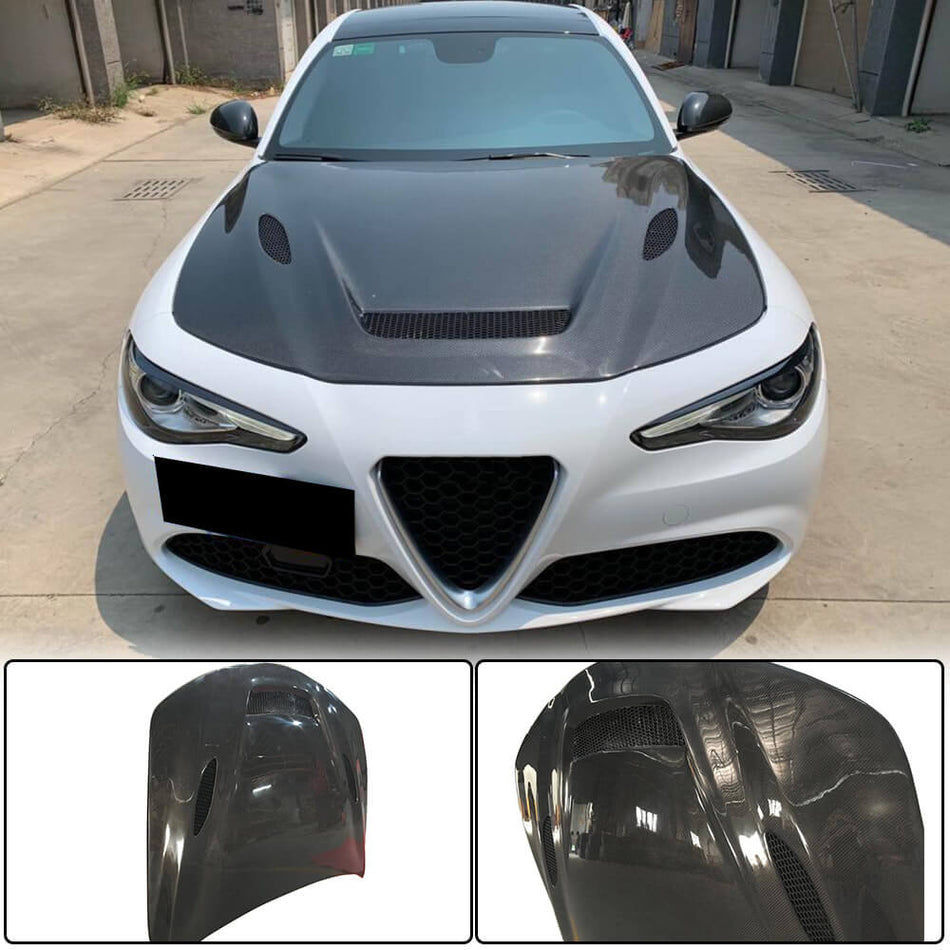 For Alfa Romeo Giulia 952 Carbon Fiber Engine Bonnet Hood Cover Wide Body Kit