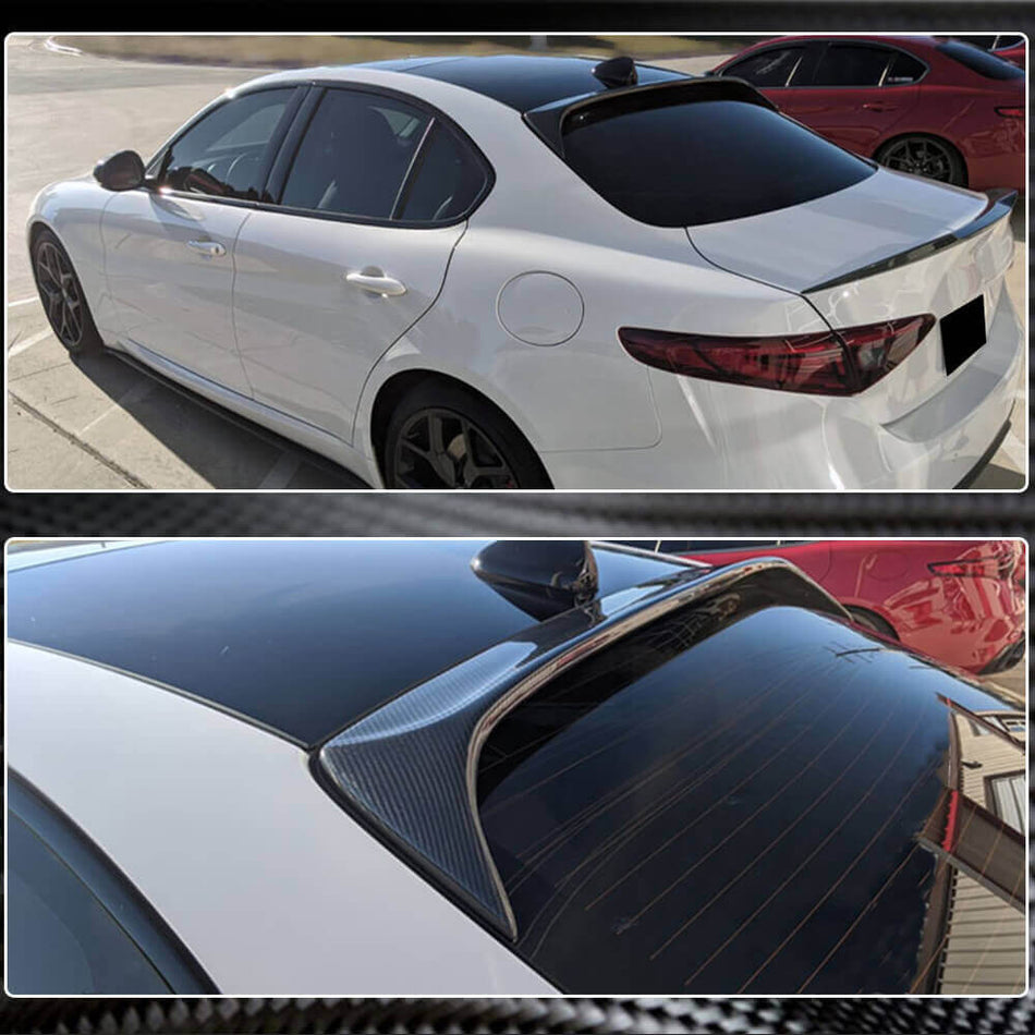 For Alfa Romeo Giulia 952 Carbon Fiber Rear Roof Spoiler Window Wing Lip