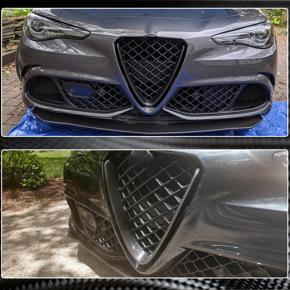 Alfa Romeo Giulia Real Carbon Fiber Front V Grill Trim | Exterior Mods