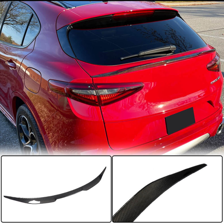 For Alfa Romeo Stelvio Dry Carbon Fiber Rear Middle Spoiler Window Wing Lip