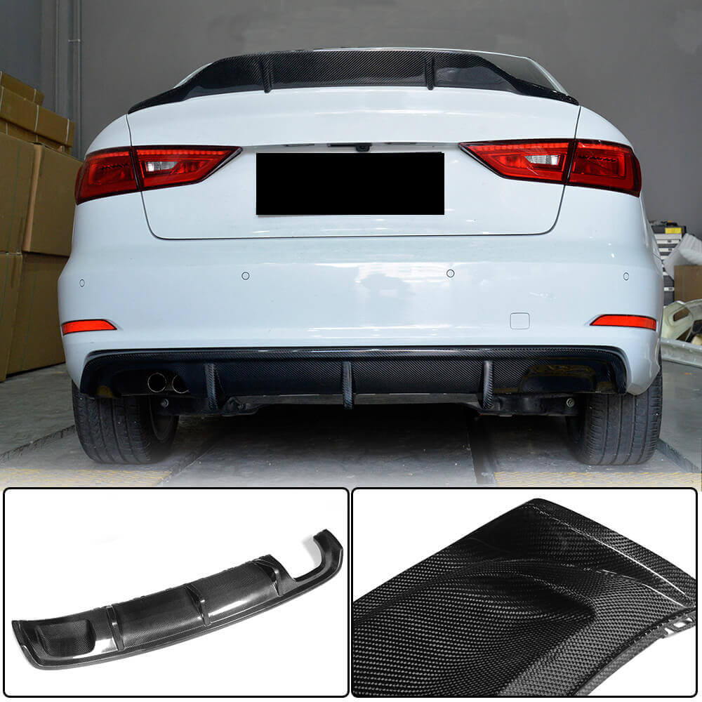 Audi A3 8V Carbon Fiber Rear Bumper Diffuser Lip | Exterior Accessories ...