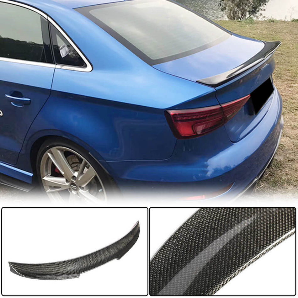 For Audi A3 Sline S3 RS3 8V 8V.5 Sedan Carbon Fiber Rear Trunk Spoiler Boot Wing Lip