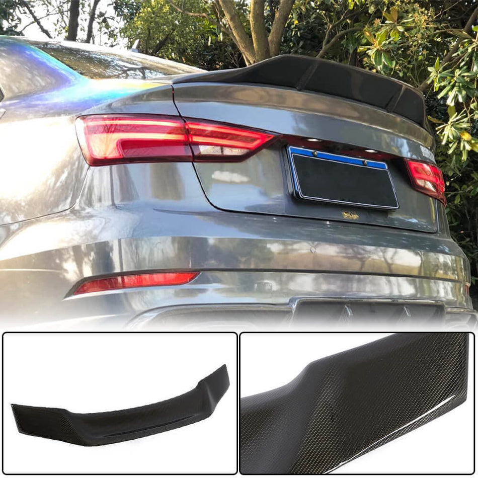 For Audi A3 Sline S3 RS3 8V 8V.5 Sedan Carbon Fiber Rear Trunk Spoiler Boot Wing Lip