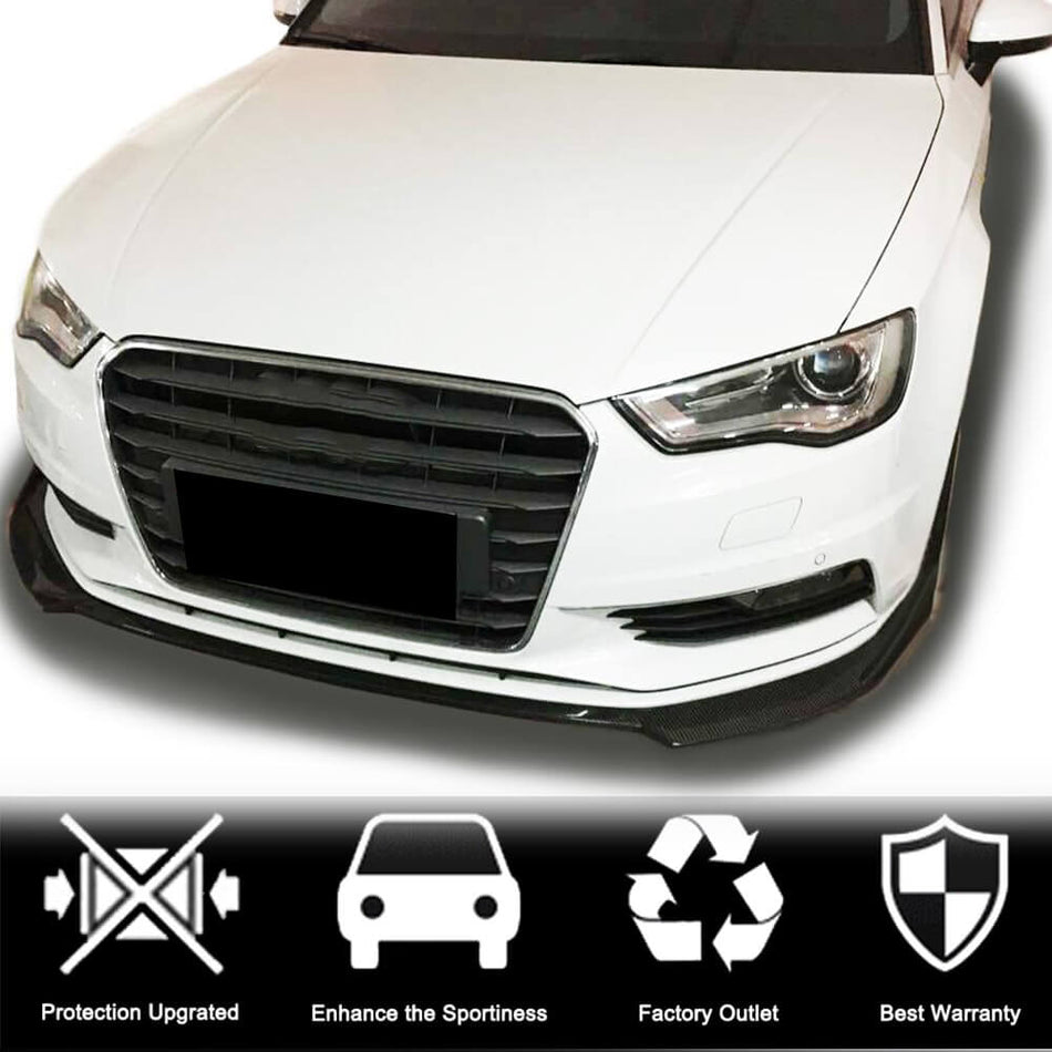 For Audi A3 Base 8V Sedan Carbon Fiber Front Bumper Lip Spoiler Splitter Wide Body Kit