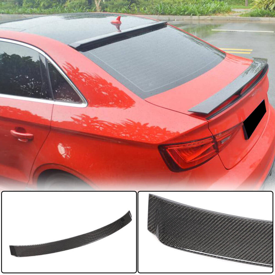 For Audi A3 Sline S3 8V 8V.5 Sedan Carbon Fiber Rear Roof Spoiler Window Wing Lip