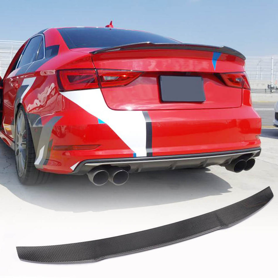 For Audi A3 Sline S3 8V 8V.5 Sedan Carbon Fiber Rear Trunk Spoiler Boot Wing Lip