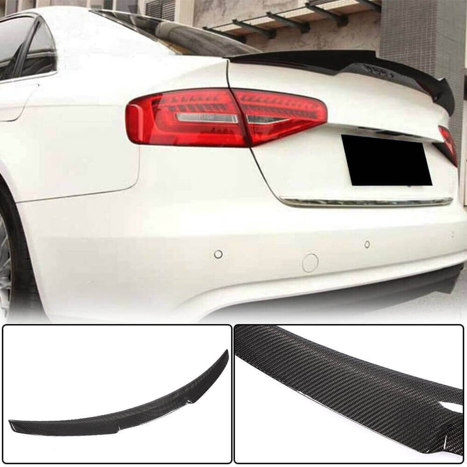 For Audi A4 Base B8.5 Sedan Facelift Carbon Fiber Rear Trunk Spoiler Boot Wing Lip