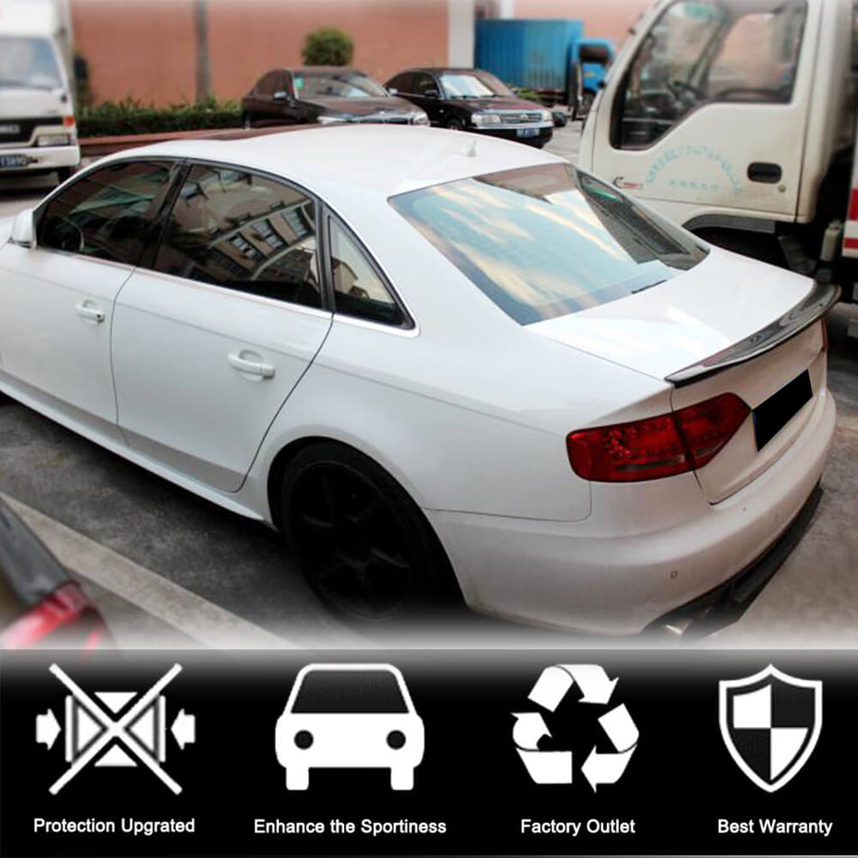 For Audi A4 B8 Base Sedan Pre-facelift Carbon Fiber Rear Trunk Spoiler Boot Wing Lip
