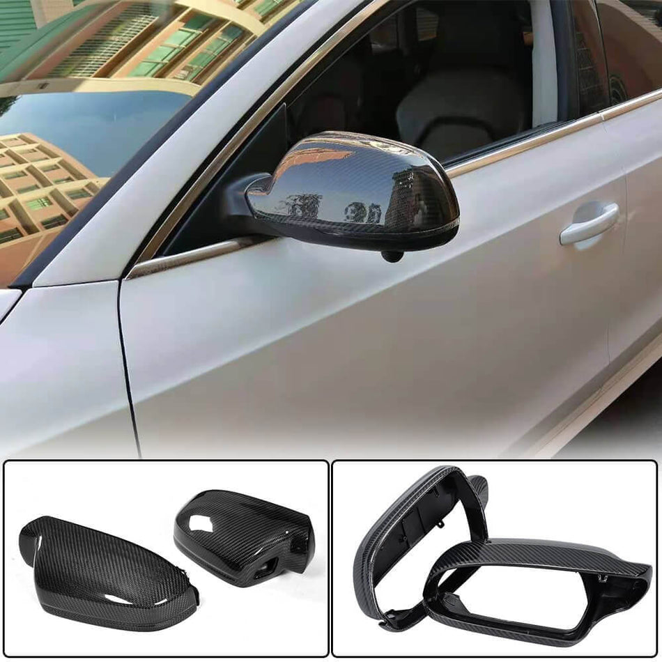 For Audi A4 Sline S4 A5 Sline S5 RS5 B8.5 Carbon Fiber Replacement Side Mirror Cover Caps Pair