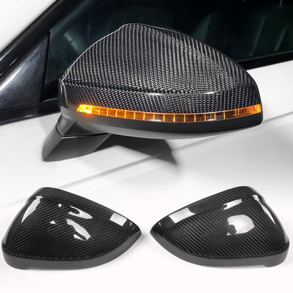 For Audi A4 B9 A5 B9 17-19 Replacment Carbon Fiber Side Mirror Cover Caps Pair