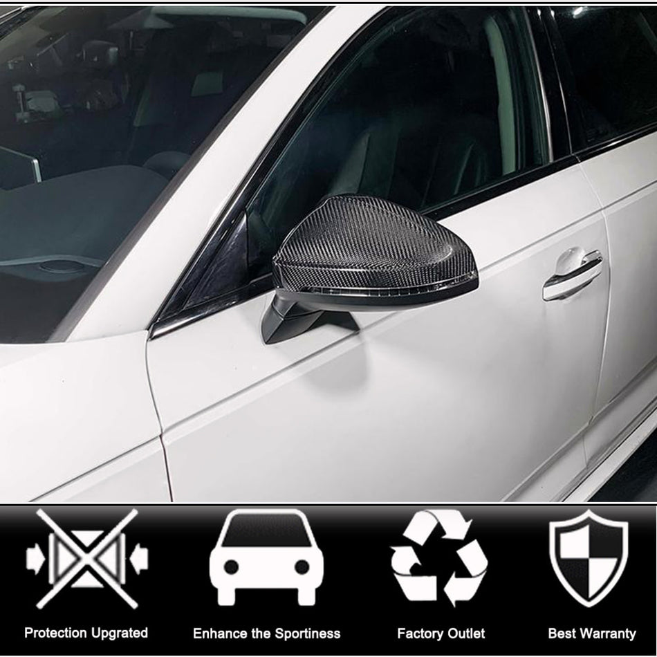 For Audi A4 B9 A5 B9 17-19 Replacment Carbon Fiber Side Mirror Cover Caps Pair
