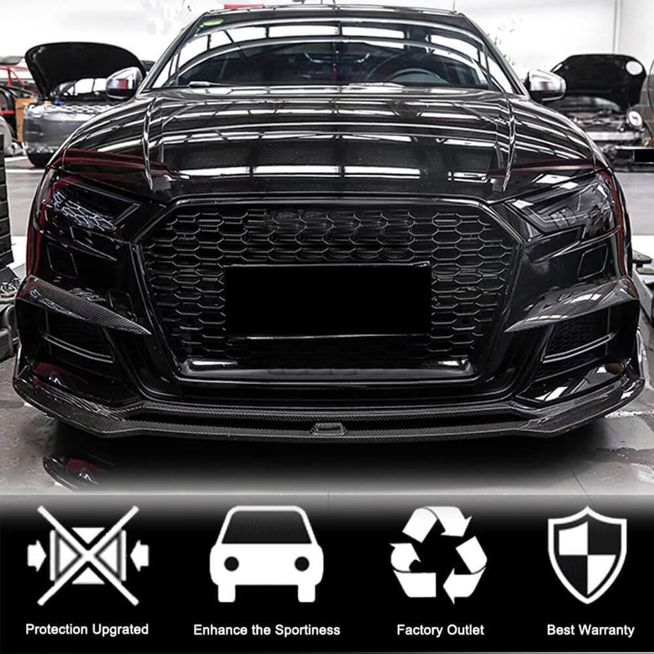 For Audi A4 Sline B9 Sedan Carbon Fiber Front Fog Lamp Cover Canard Air Vent Trims