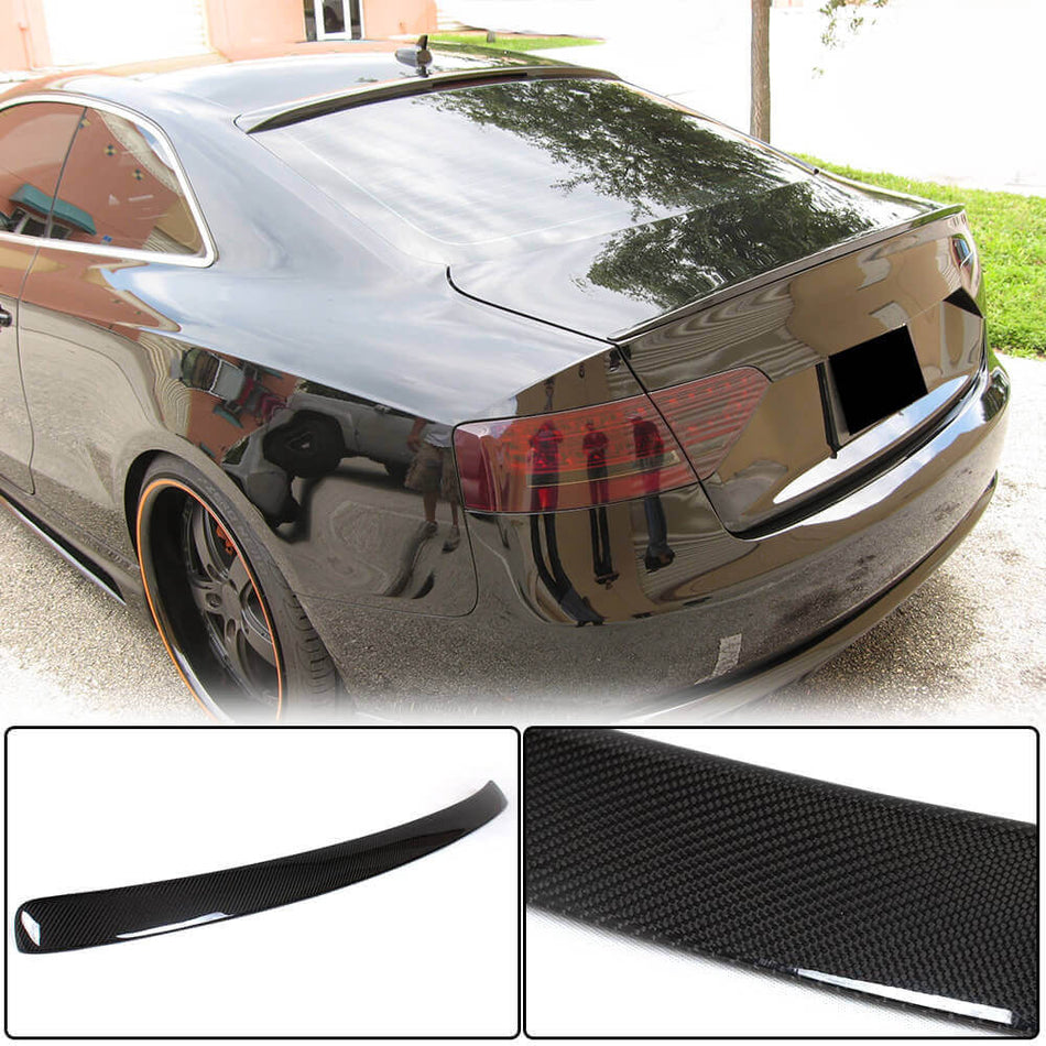 For Audi A5 B8 B8.5 Base Coupe Carbon Fiber Rear Roof Spoiler Window Wing Lip