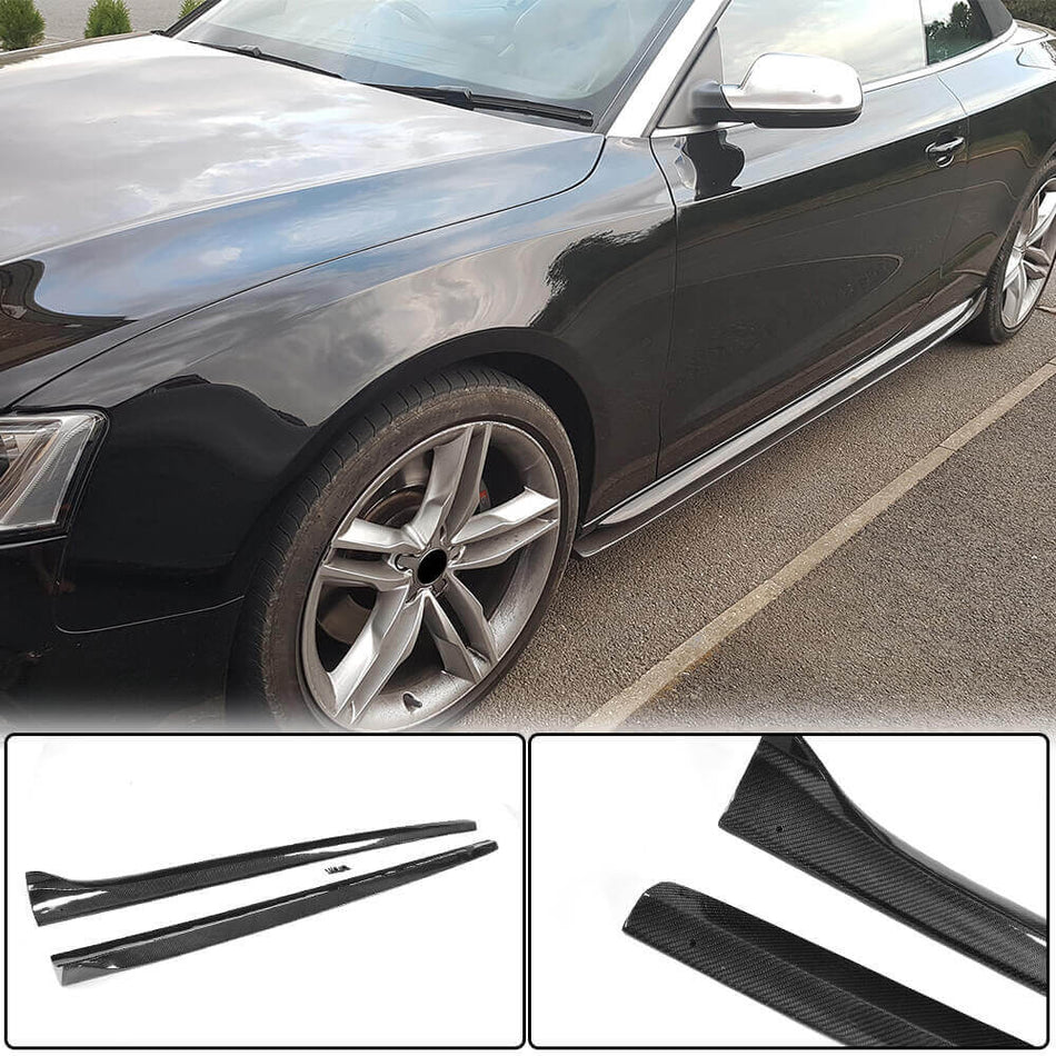 For Audi A5 Sline S5 B8 B8.5 2-Door Carbon Fiber Side Skirts Door Rocker Panels Extension Lip