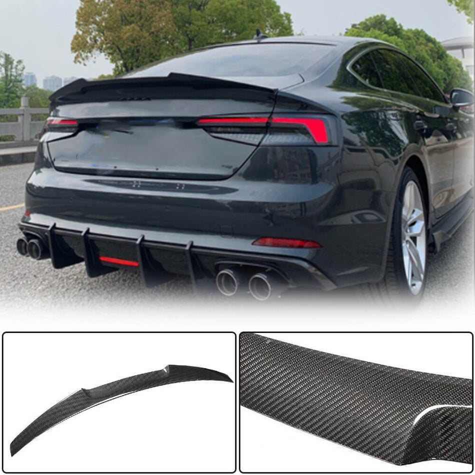 For Audi A5 Sline S5 B9 B9.5 Sportback Carbon Fiber Rear Trunk Spoiler Boot Wing Lip