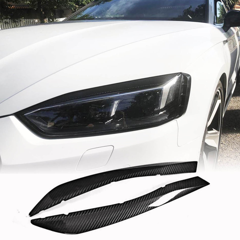 For Audi A5 Sline S5 RS5 B9 Dry Carbon Fiber Headlight Eyelids Lamp Eyebrows