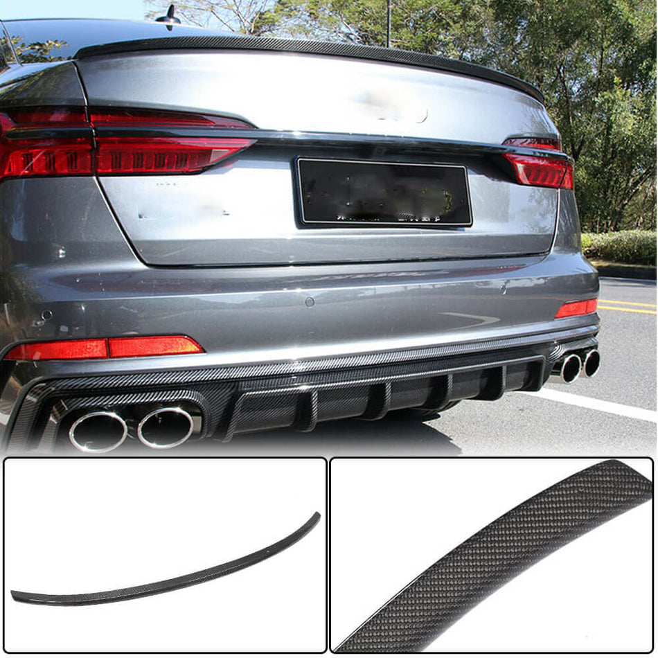 For Audi A6 Sline S6 C8 Sedan Carbon Fiber Rear Trunk Spoiler Boot Wing Lip