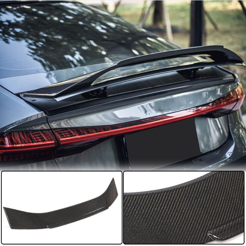 For Audi A7 Quattro S7 C8 RS7 Sportback Carbon Fiber Rear Trunk Boot Spoiler Wing Lip