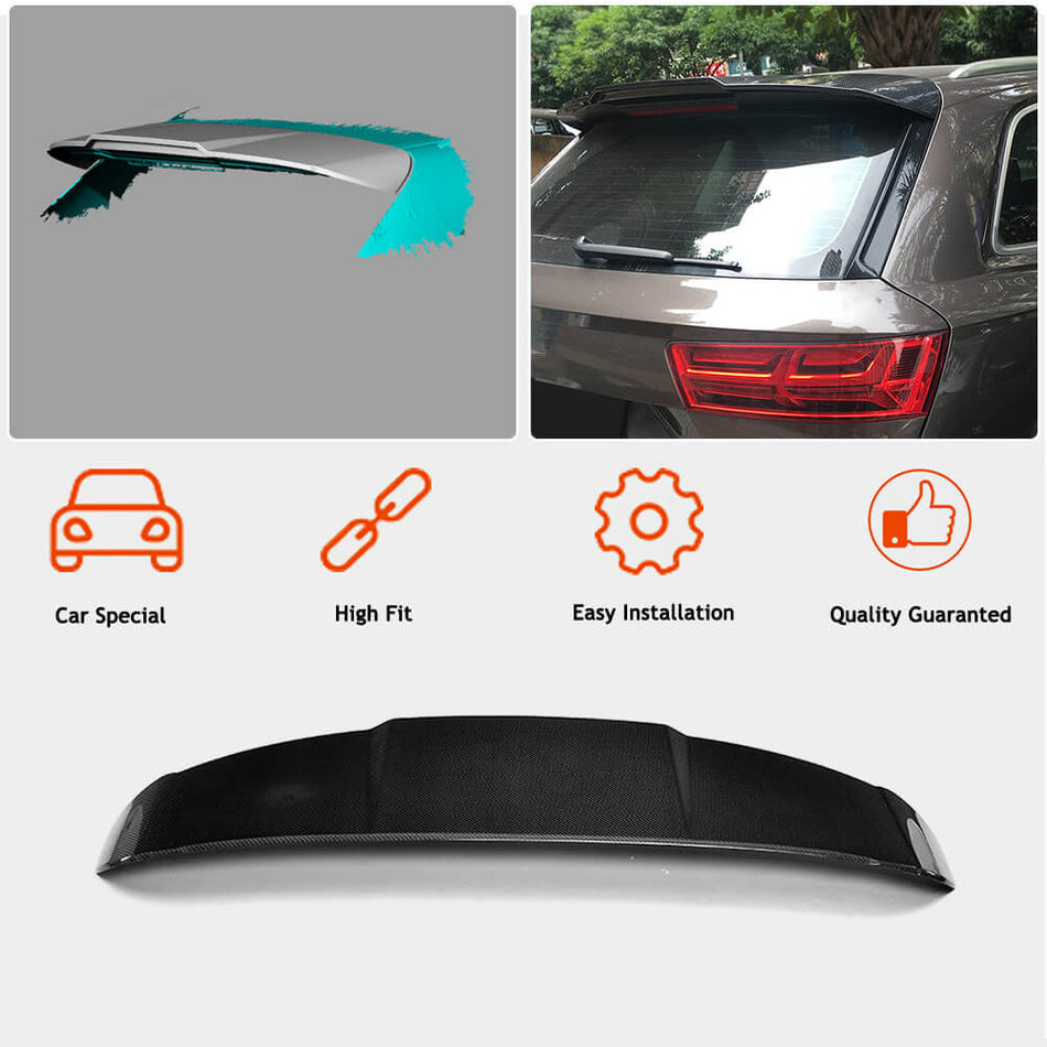 For Audi Q7 SQ7 Sline Carbon Fiber Rear Roof Spoiler Window Wing Lip