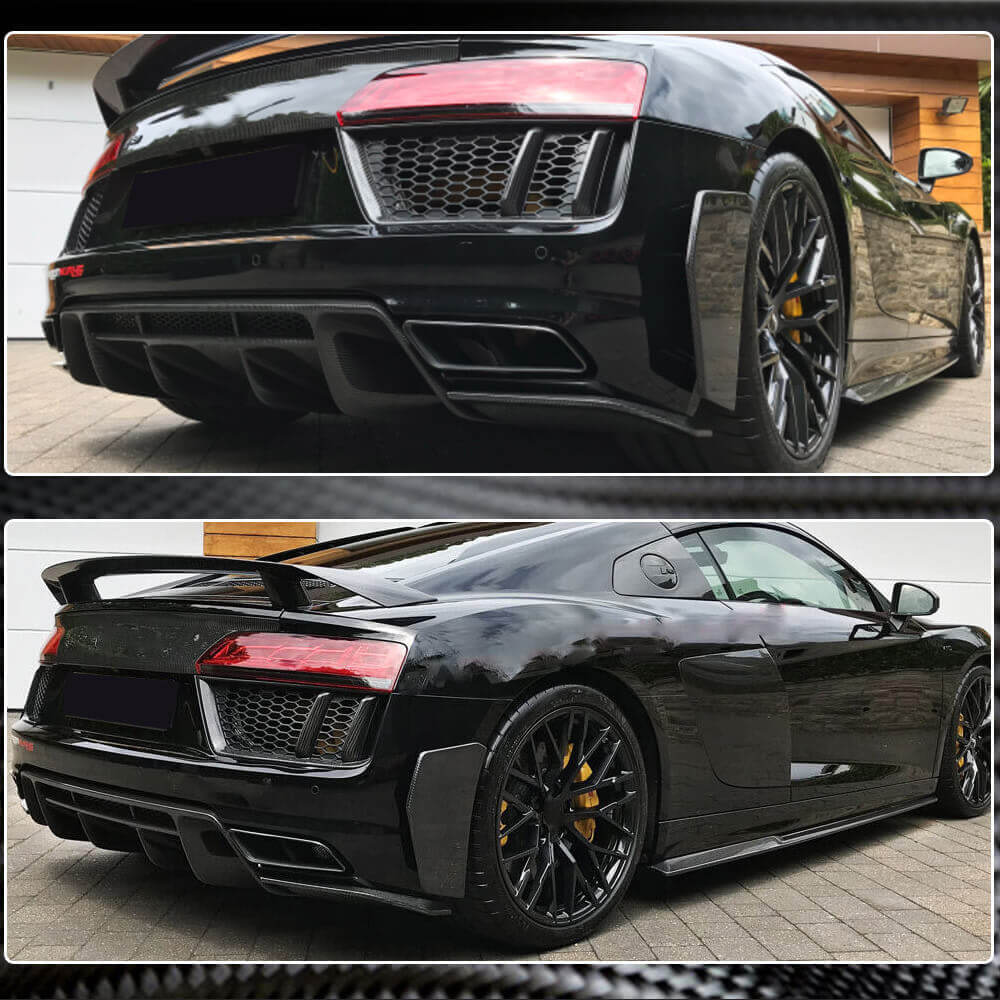 Audi R8 V10 Carbon Fiber Rear Bumper Splitter Aprons | Exterior Mods