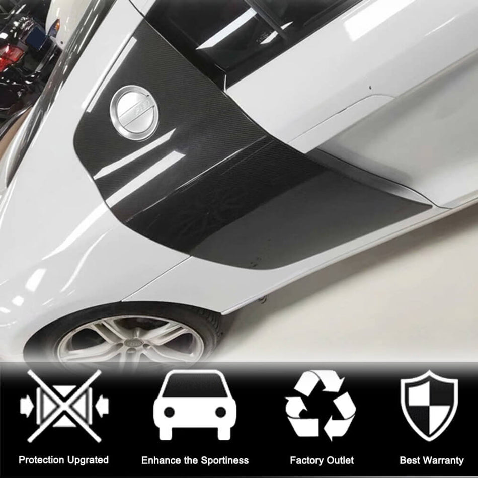 For Audi R8 V8 V10 Coupe Pre-facelift Carbon Fiber Door Fender Side Panel Blades Exterior Cover Trims