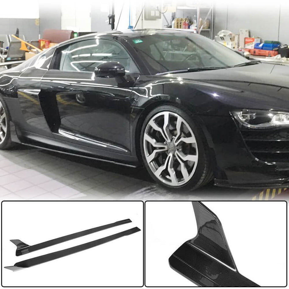For Audi R8 V8 V10 GT Spyder Pre-facelift Carbon Fiber Side Skirts Door Rocker Panels Extension Lip