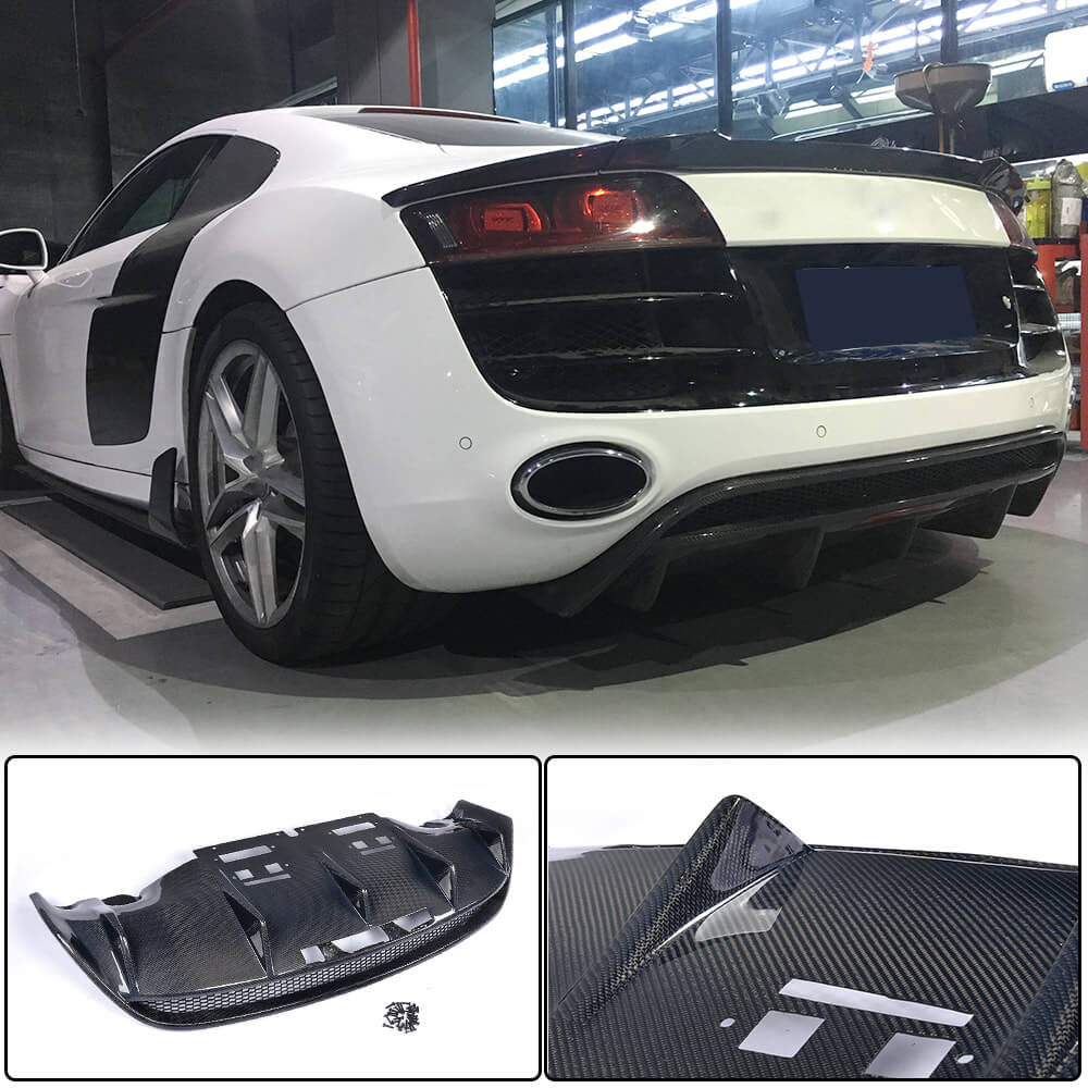 Audi R8 V8 V10 Carbon Fiber Rear Bumper Diffuser Lip | Exterior Mods