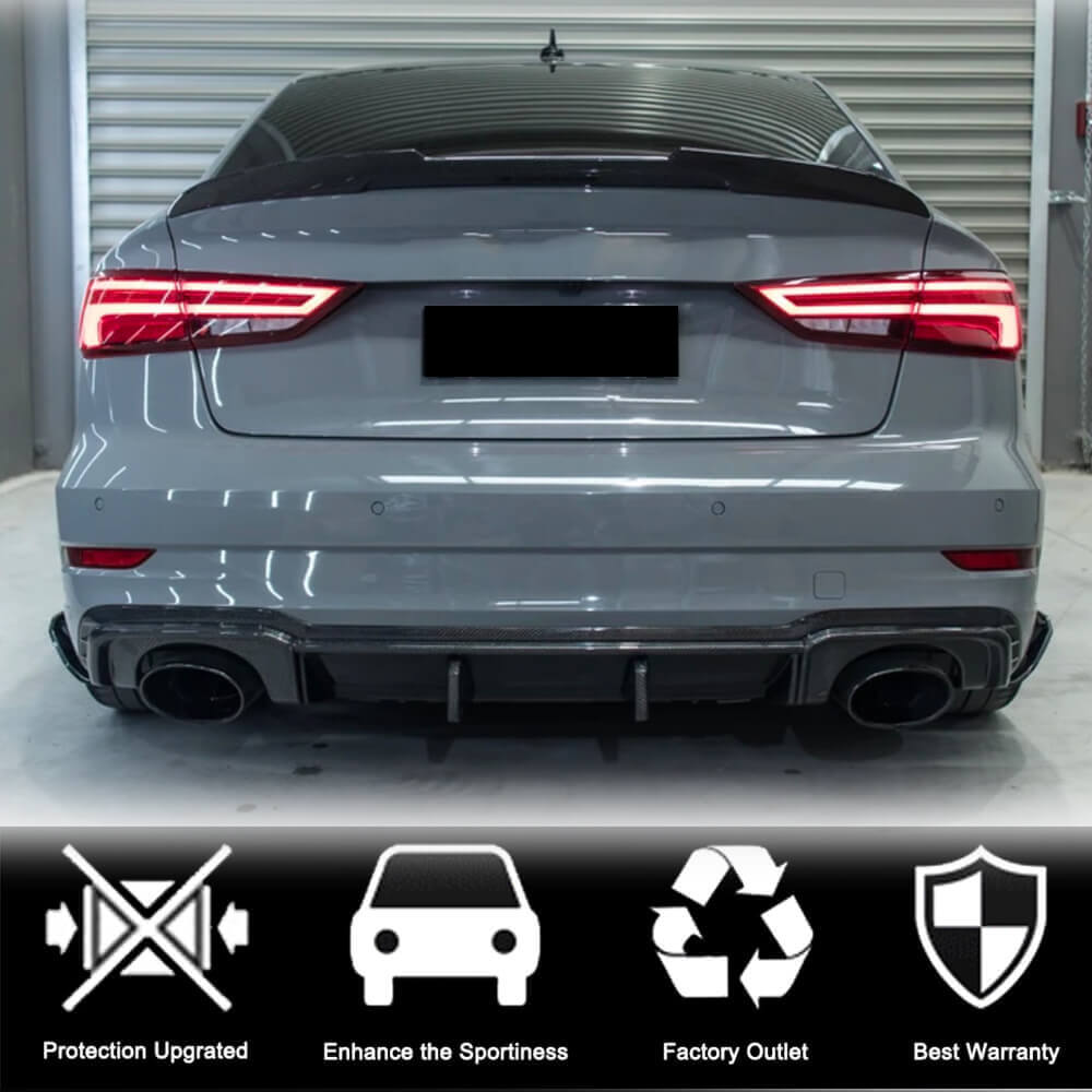 SOOQOO AUDI RS3 8Y Rear Bumper Inserts In Prepreg Carbon Fiber