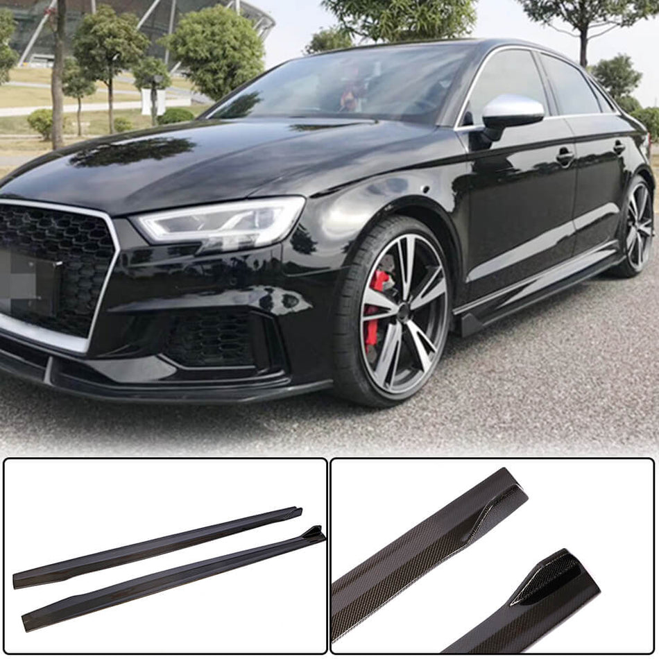 For Audi RS3 8V.5 Sedan Carbon Fiber Side Skirts Door Rocker Panels Extension Lip