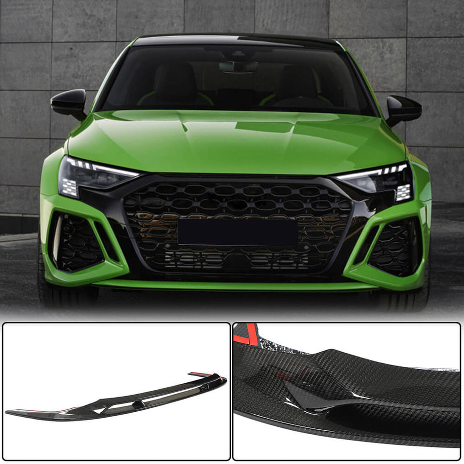 For Audi RS3 8Y Sedan Dry Carbon Fiber Front Bumper Lip Chin Spoiler Wide Body Kit