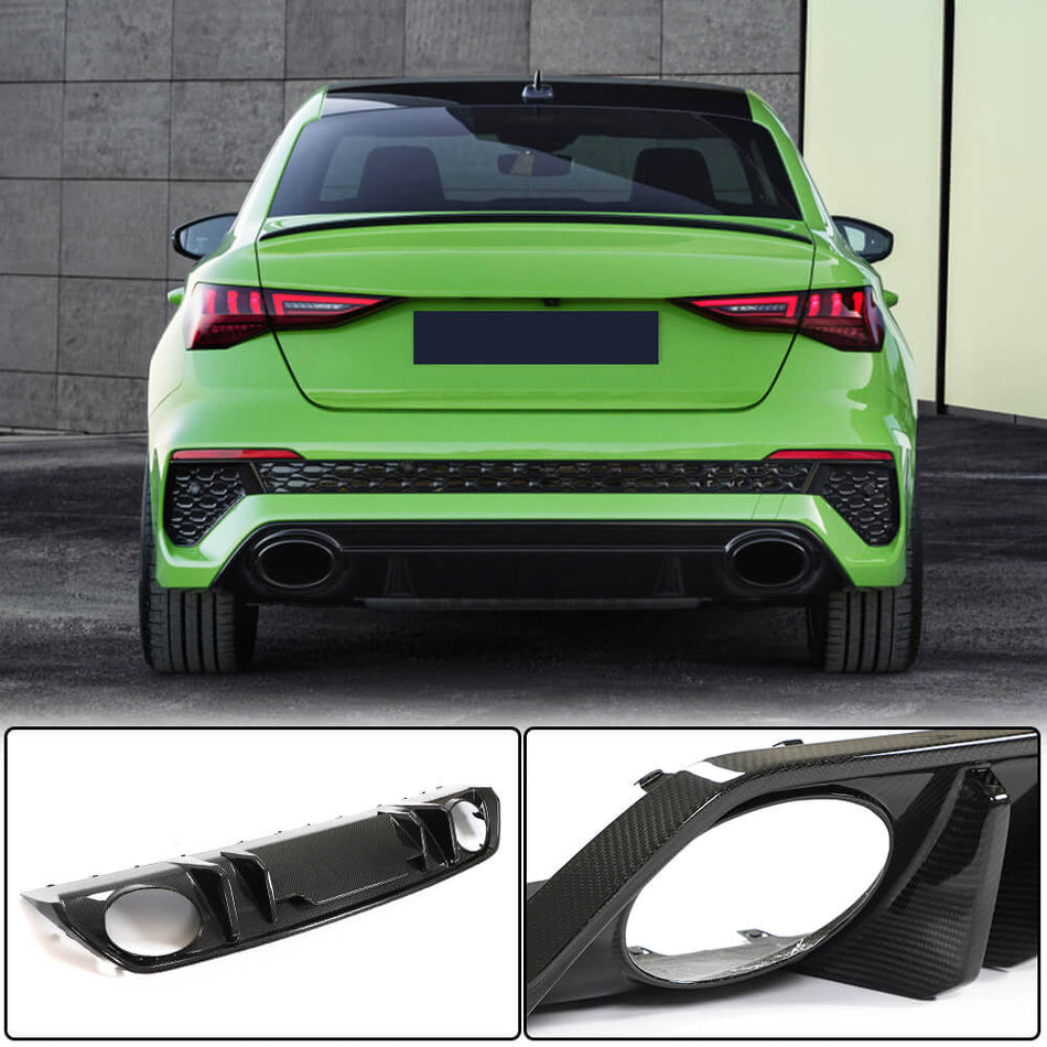 For Audi RS3 8Y Sedan Dry Carbon Fiber Rear Bumper Diffuser Valance Lip