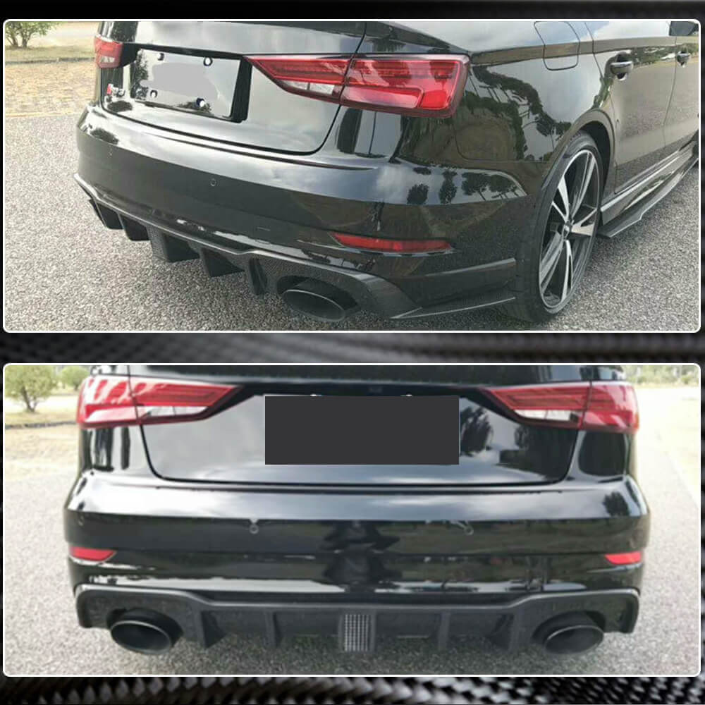 Audi RS3 8V.5 Carbon Fiber Rear Bumper Diffuser Lip | with Brake Light