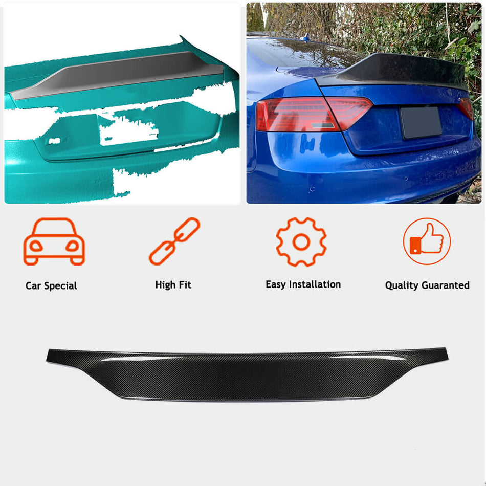 For Audi RS5 B8.5 Coupe Carbon Fiber Rear Trunk Boot Spoiler Wing Lip