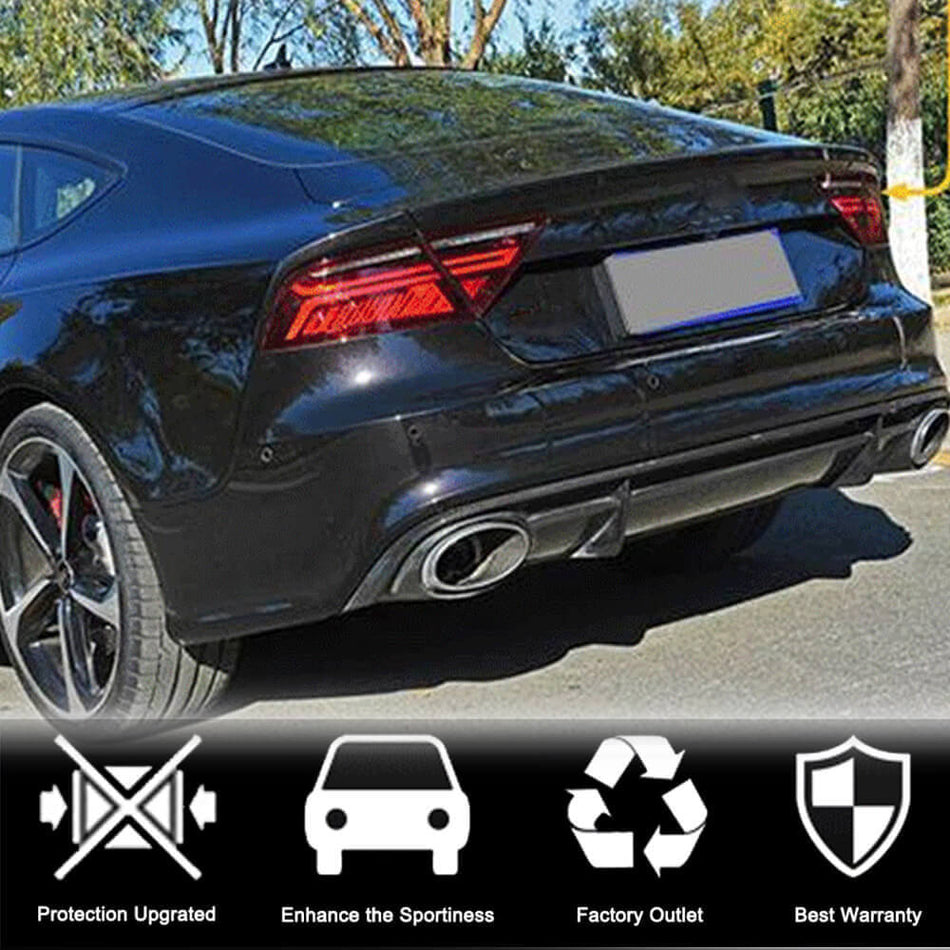 For Audi RS7 C7 2014-2016 Dry Carbon Fiber Rear Bumper Diffuser Valance Lip