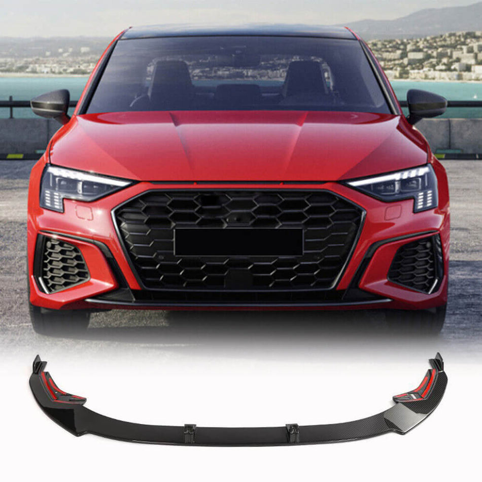 For Audi S3 8Y Sedan 21-23 Dry Carbon Fiber Front Bumper Lip Spoiler Wide Aero Body Kit