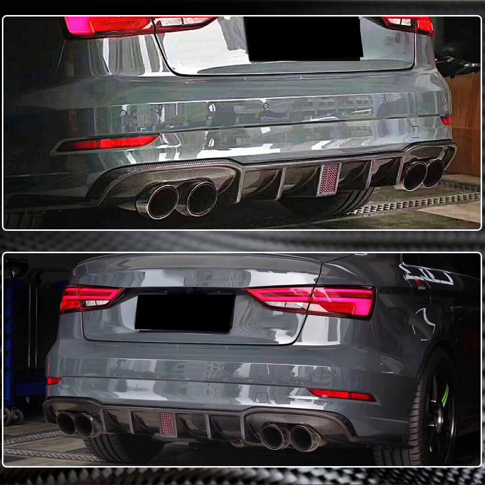 A3 Access Module Rear Bumper Audi S3 A3 Sline 8V.5 Carbon Fiber Rear Bumper Diffuser | Exterior Mods