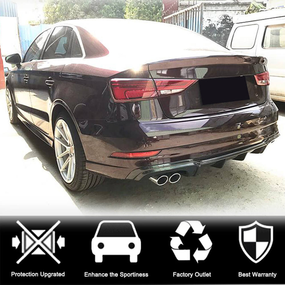 For Audi S3 A3 8V Sline Sedan Facelift Carbon Fiber Rear Bumper Diffuser Valance Lip