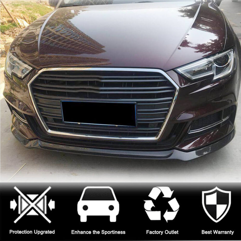 For Audi S3 A3 Sline 8V.5 Hatchback Carbon Fiber Front Bumper Lip Spoiler Wide Body Kit